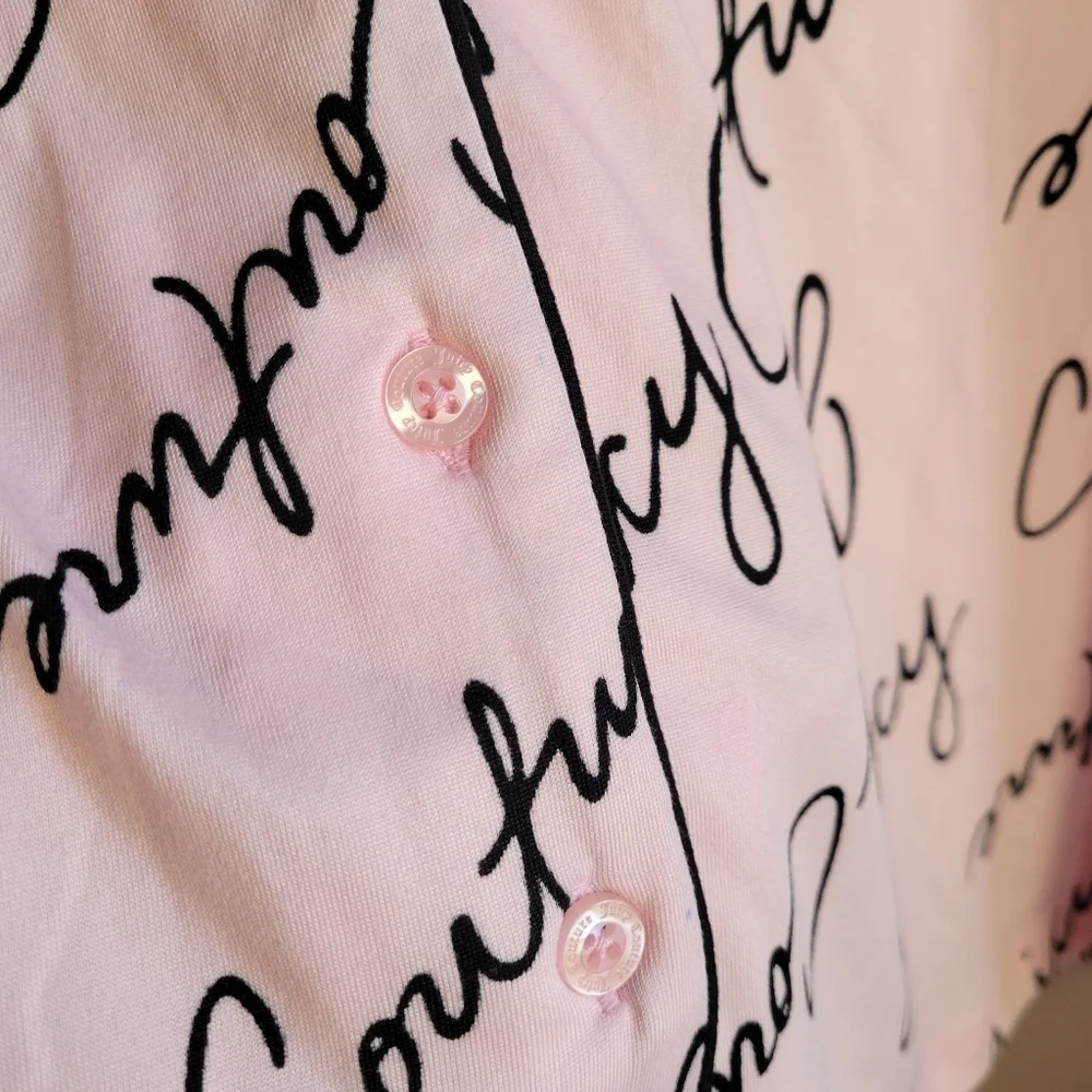 Juicy Couture Pink/Black Pajama Set Size XL Super Soft Button Down New - Picture 5 of 12